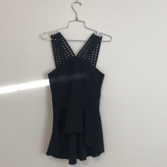 Black Bebe peplum top size XS - Picture 2 of 4